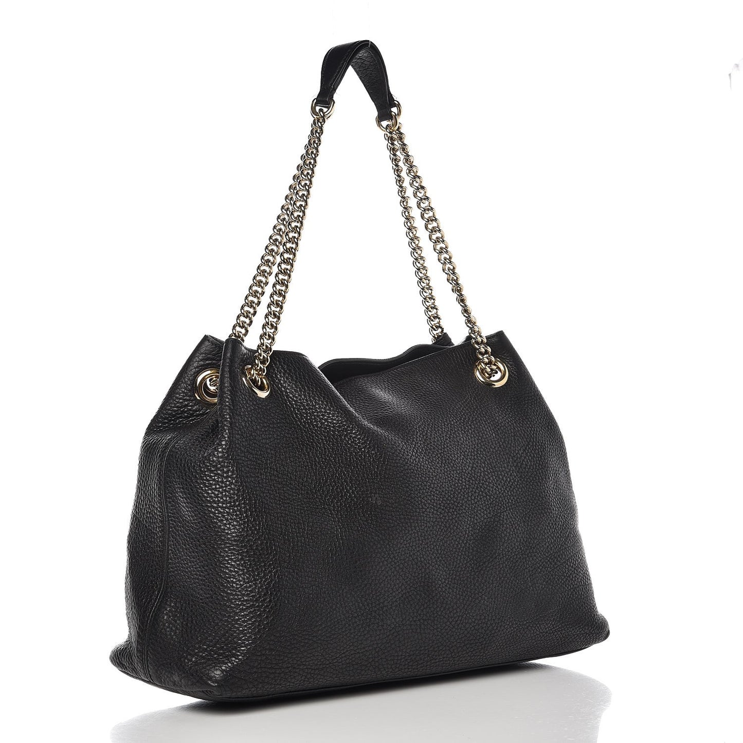 Pebbled Calfskin Medium Soho Chain Shoulder Bag Black