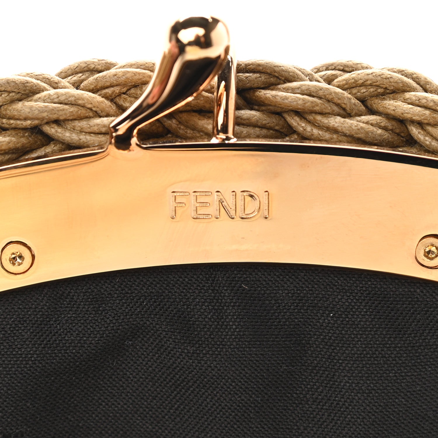 Fendi Fabric Jacquard FF Braided Shell Clutch Tobacco 12 of 18