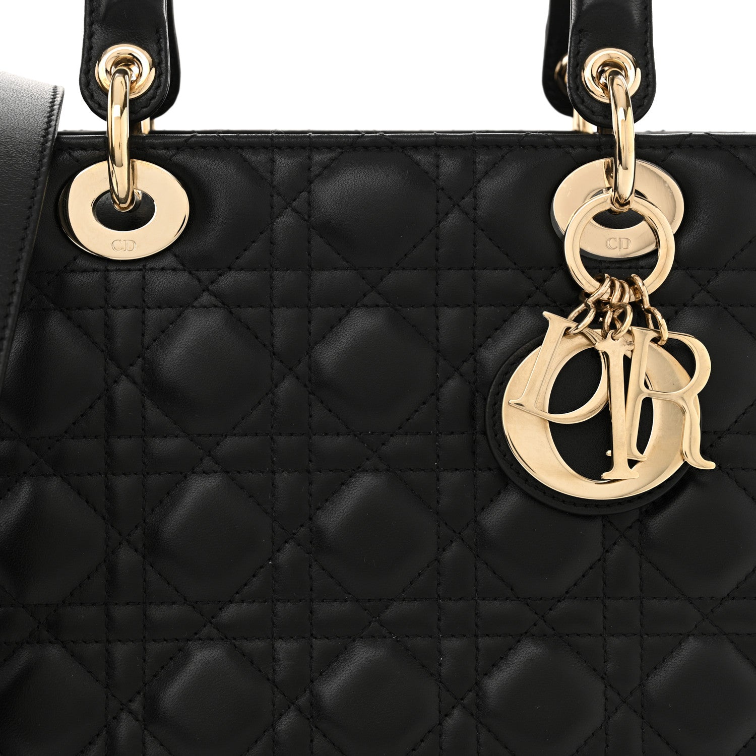 Christian Dior Lambskin Cannage Medium Lady Dior Black 8 of 11