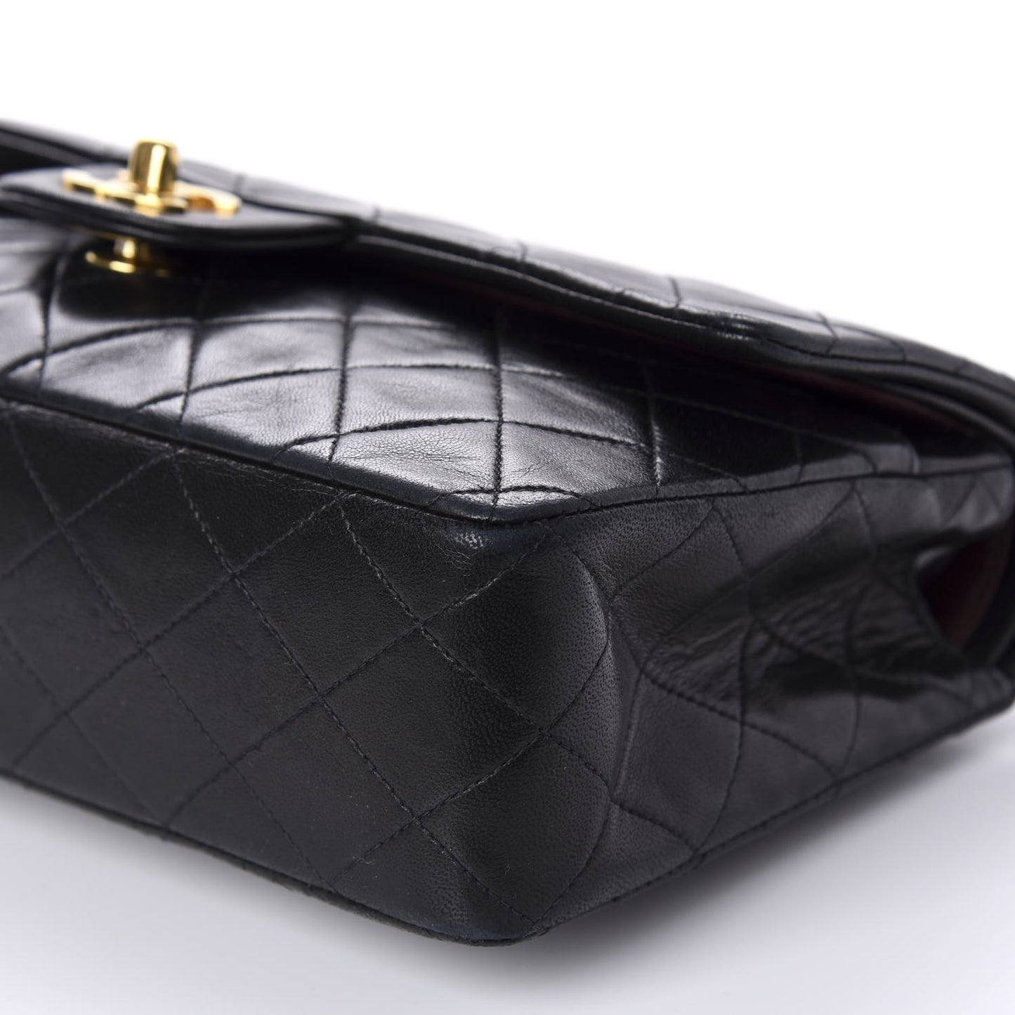 Lambskin Quilted Medium Double Flap Black