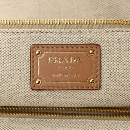 Prada Linen Vitello Large Logo Tote Natural 6 of 10