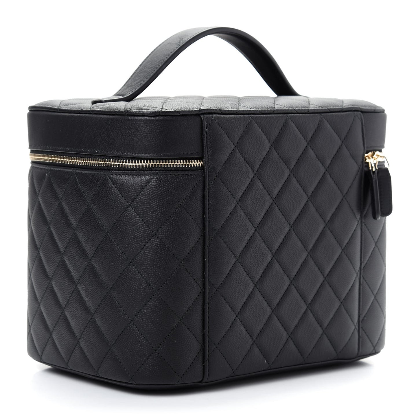 Caviar Quilted Large Vanity Pouch Black