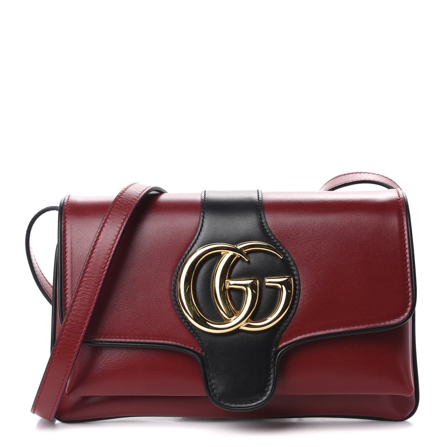 Vitello Palmellato Lux Bi-Color Small Arli Flap Shoulder Bag New Cherry Red Black