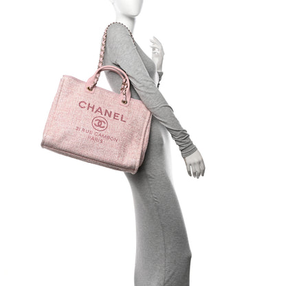 Chanel Straw Lurex Medium Deauville Tote Pink 2 of 11
