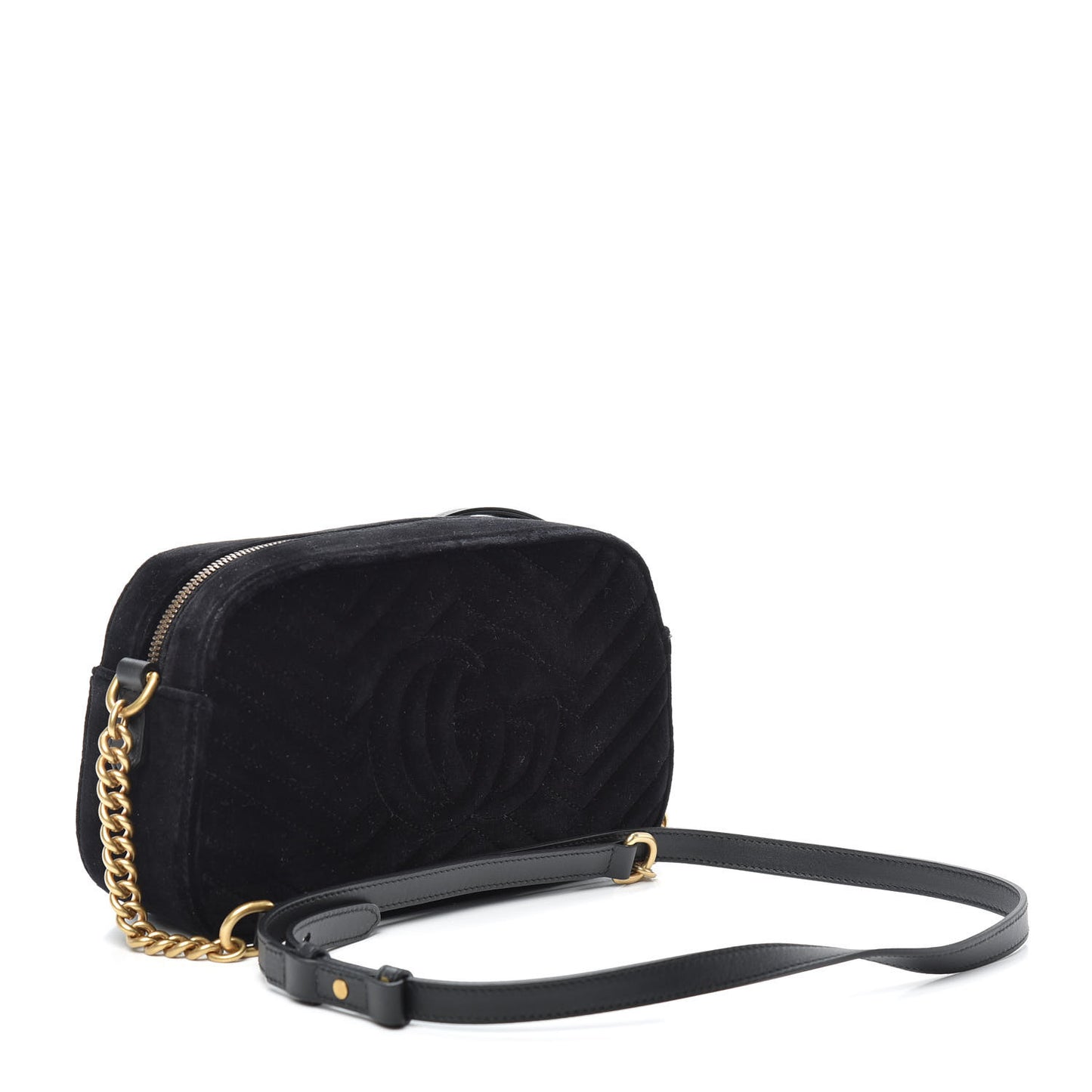 Velvet Matelasse Small GG Marmont Chain Shoulder Bag Black