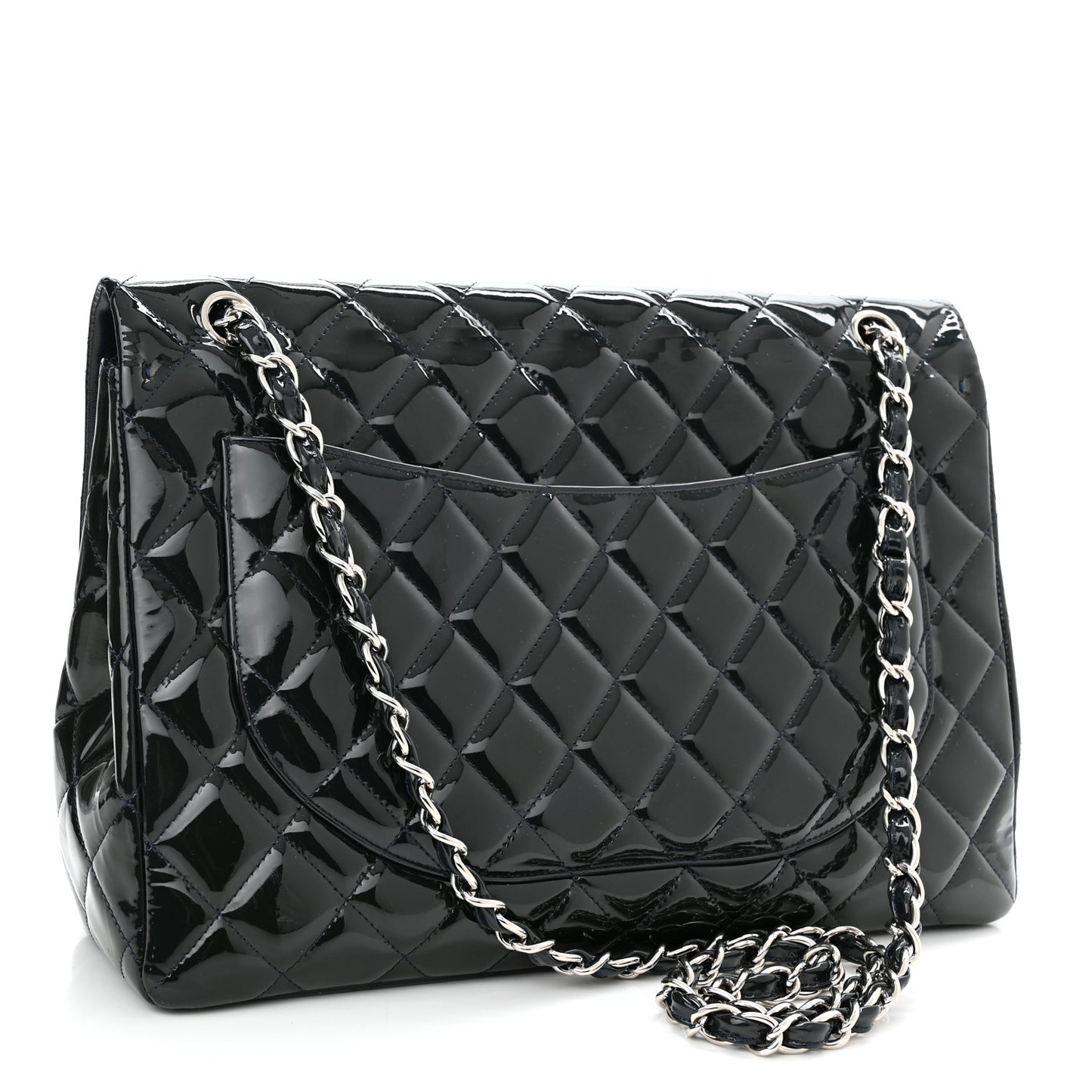 Patent Quilted Maxi Single Flap Blue