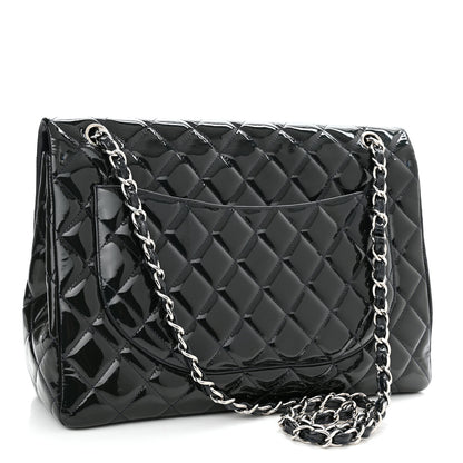 Chanel Patent Quilted Maxi Single Flap Blue 3 of 10