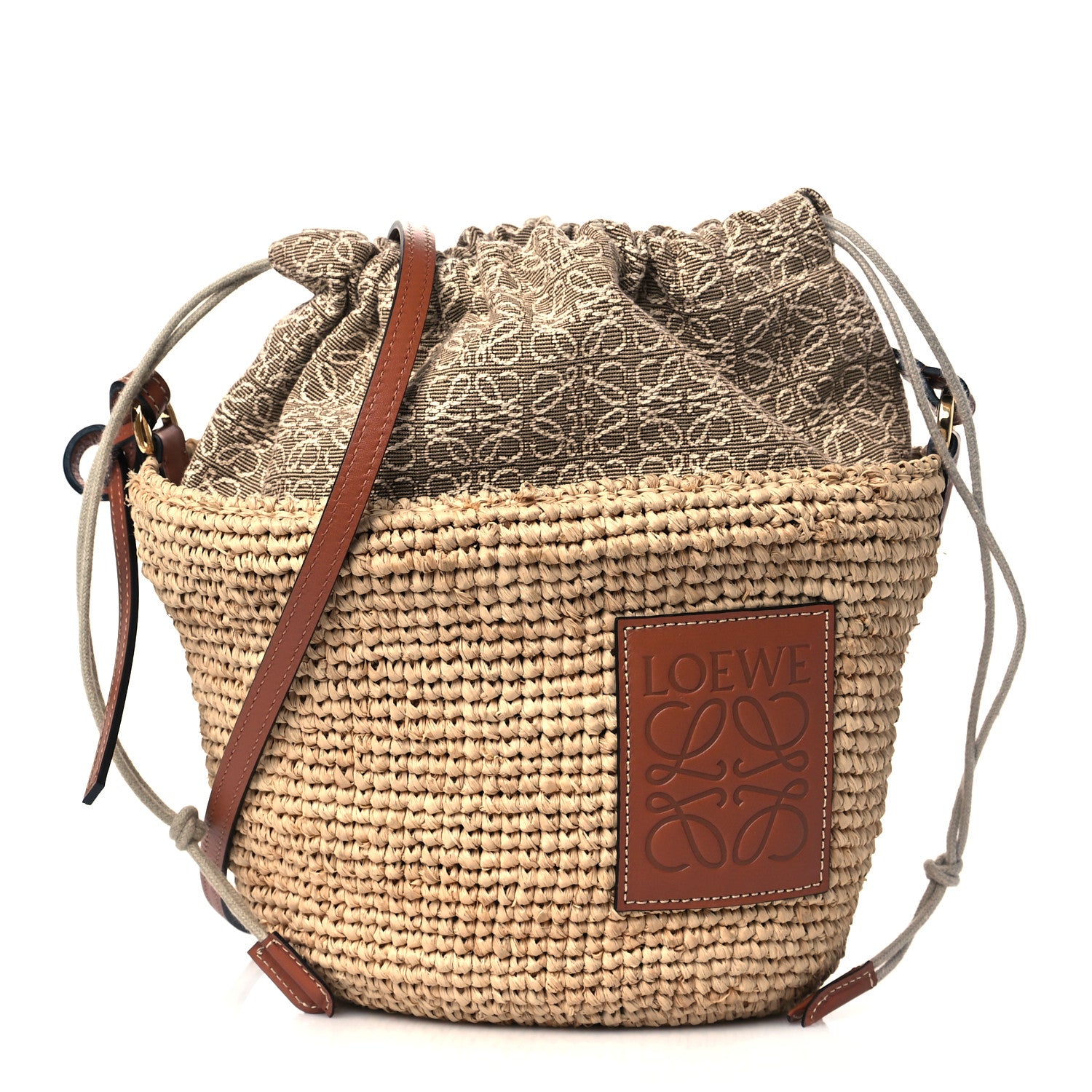 Loewe Calfskin Raffia Bucket Bag Natural Tan 1 of 10