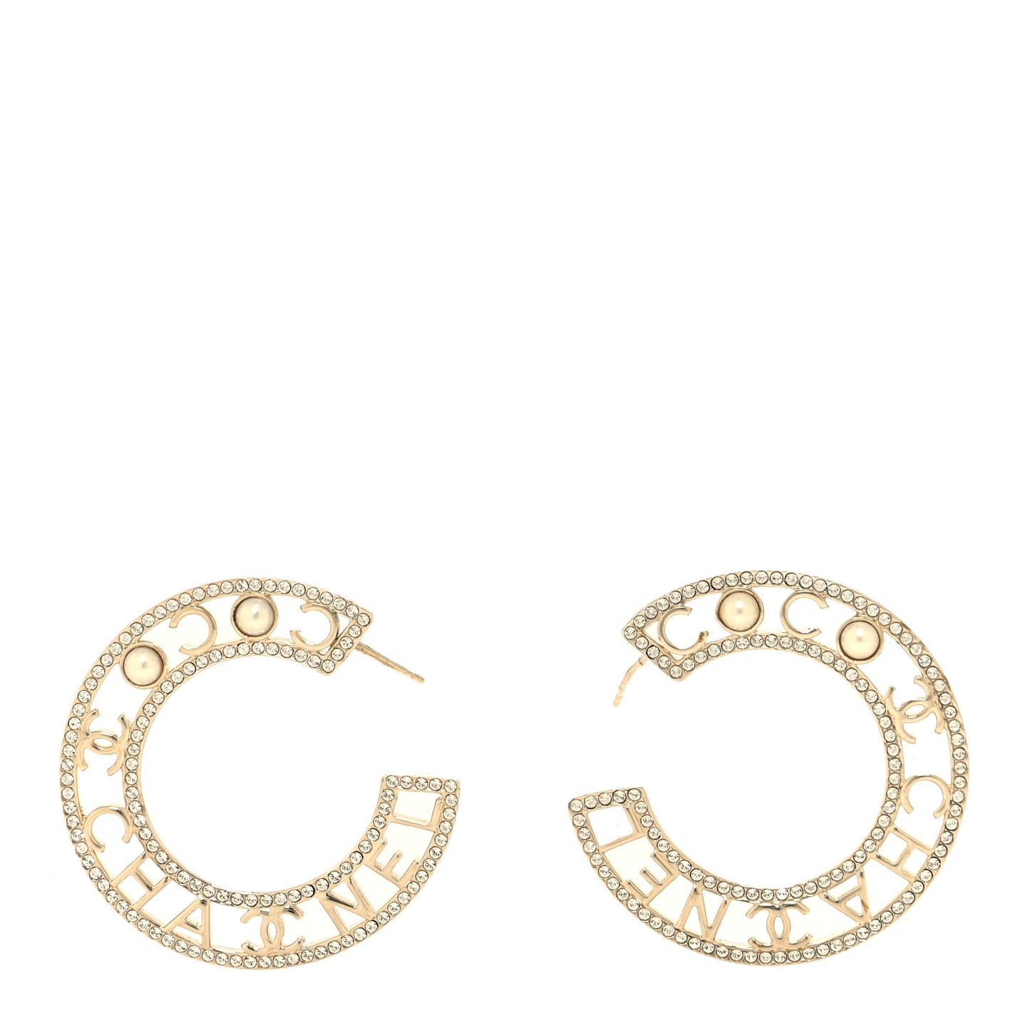 Crystal Pearl Bow-tiful CC Hoop Earrings Gold