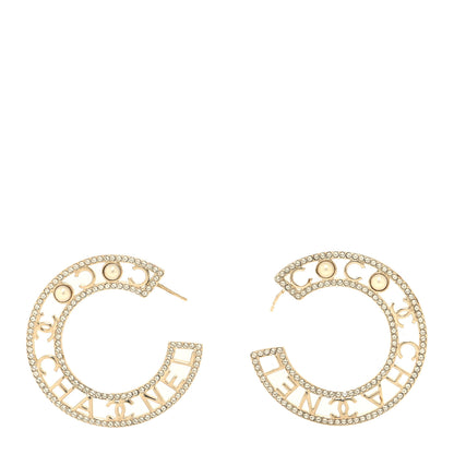 Chanel Crystal Pearl Bow-tiful CC Hoop Earrings Gold 1 of 5