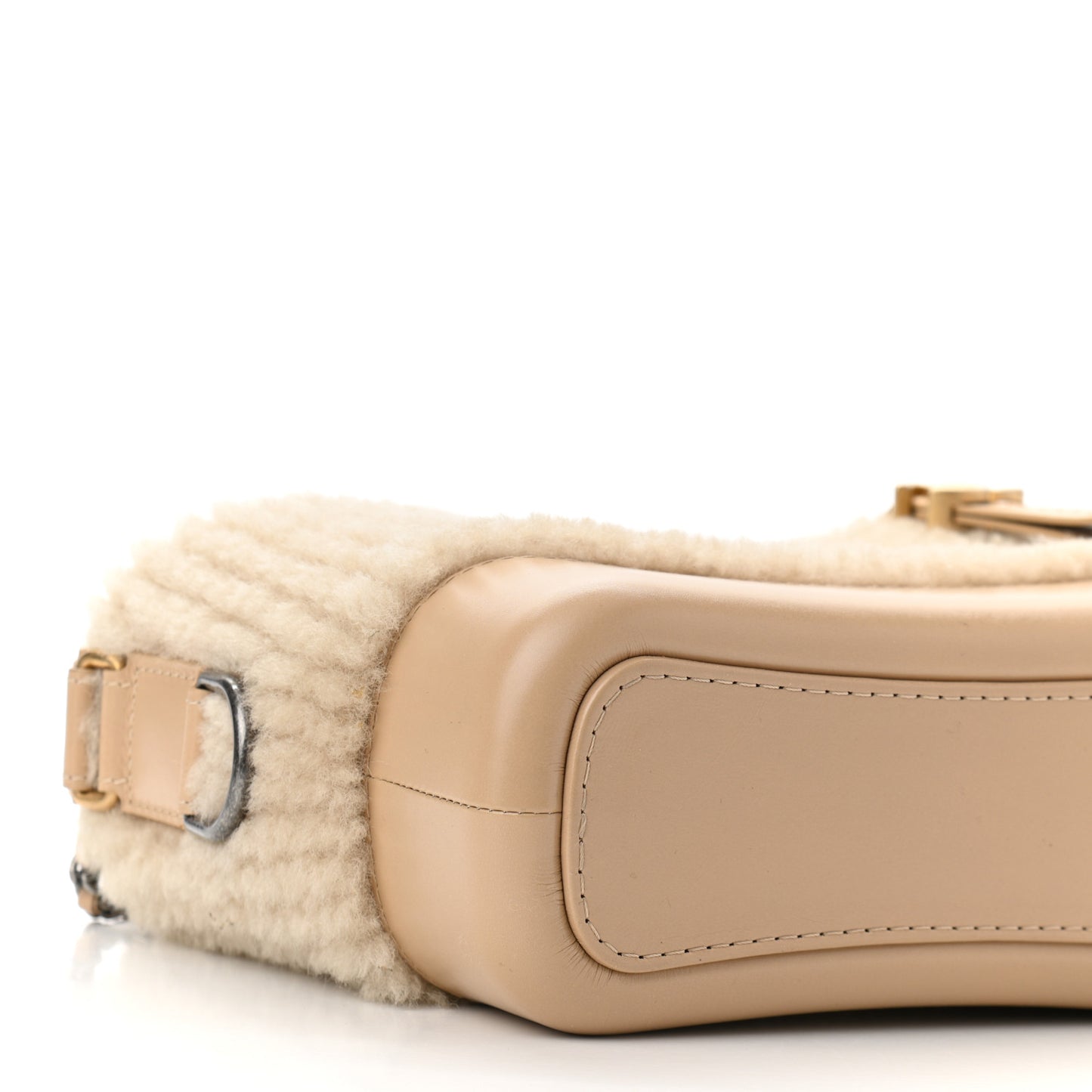 Shearling Small Gabrielle Hobo Dark Beige