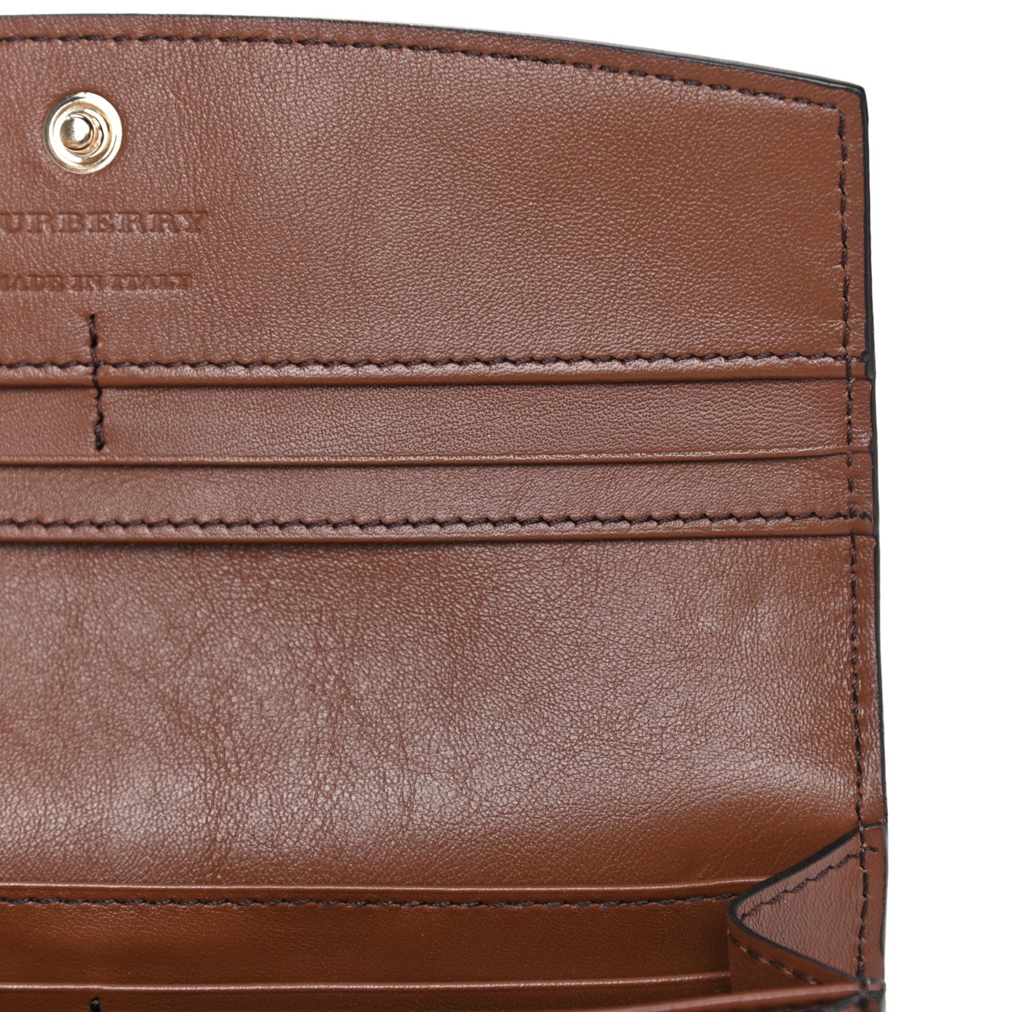 Horseshoe Calfskin House Check Porter Continental Wallet Tan