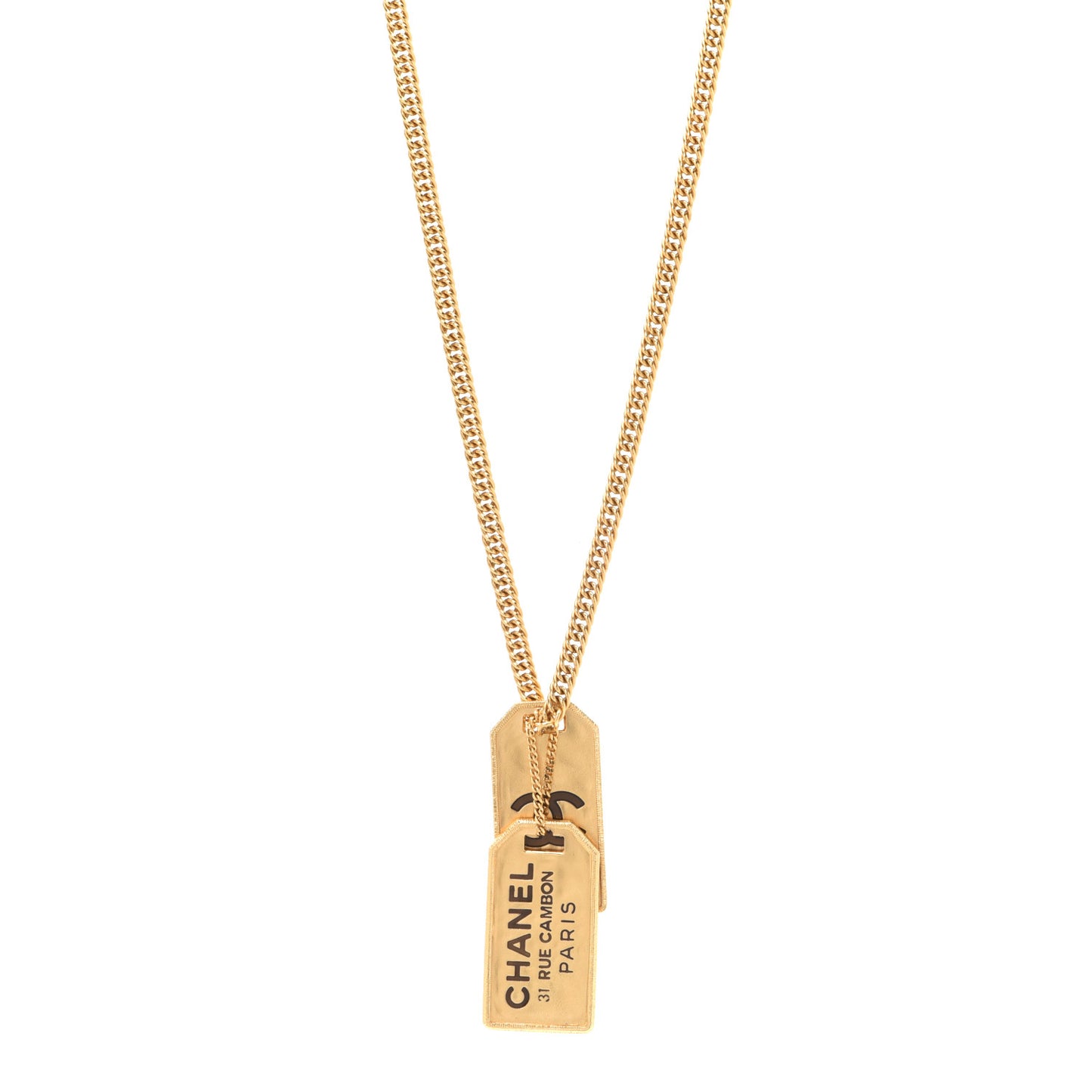 ID Dog Tag Charm Necklace Gold