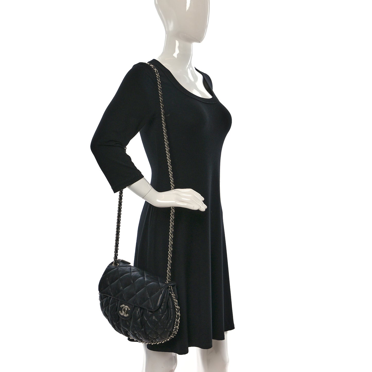 Washed Lambskin Quilted Mini Chain Around Flap Black