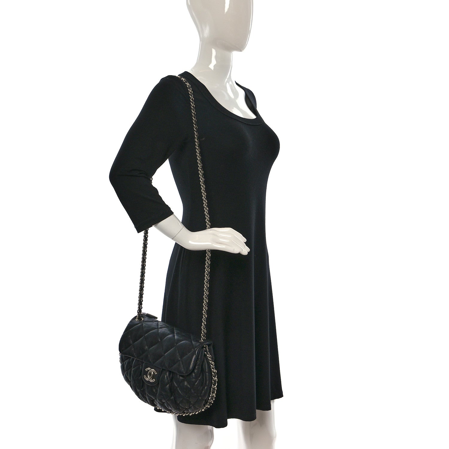 Chanel Washed Lambskin Quilted Mini Chain Around Flap Black 2 of 12