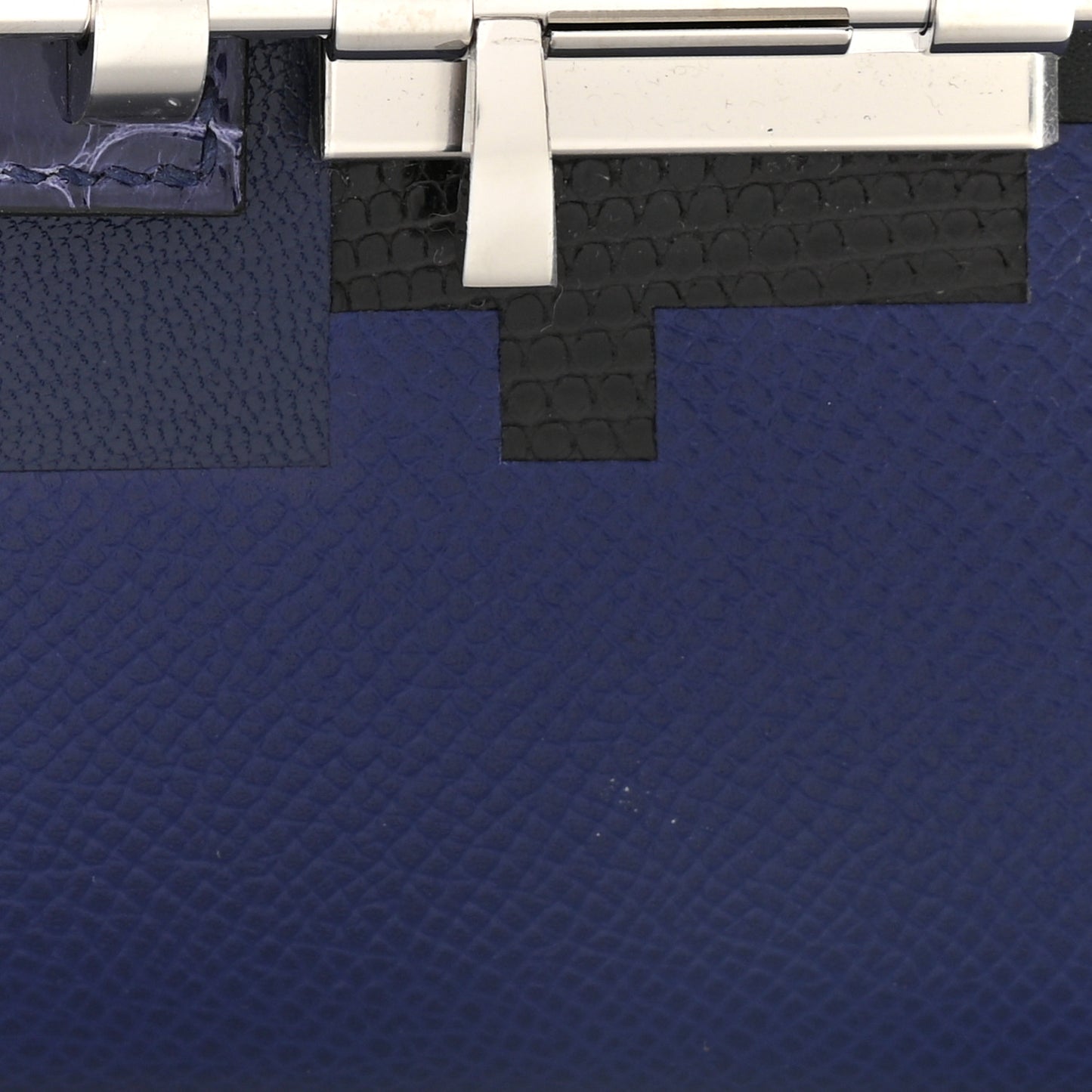 Epsom Shiny Alligator Mini Verrou Chaine Bag Bleu Encre Black