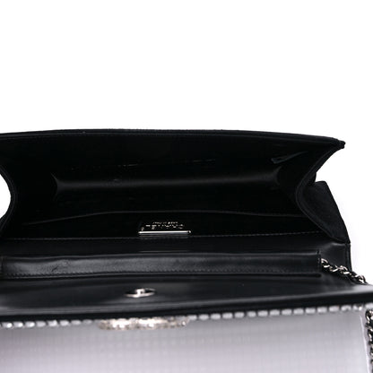 Chanel Crystal Suede Chain Evening Clutch Black Silver 4 of 17