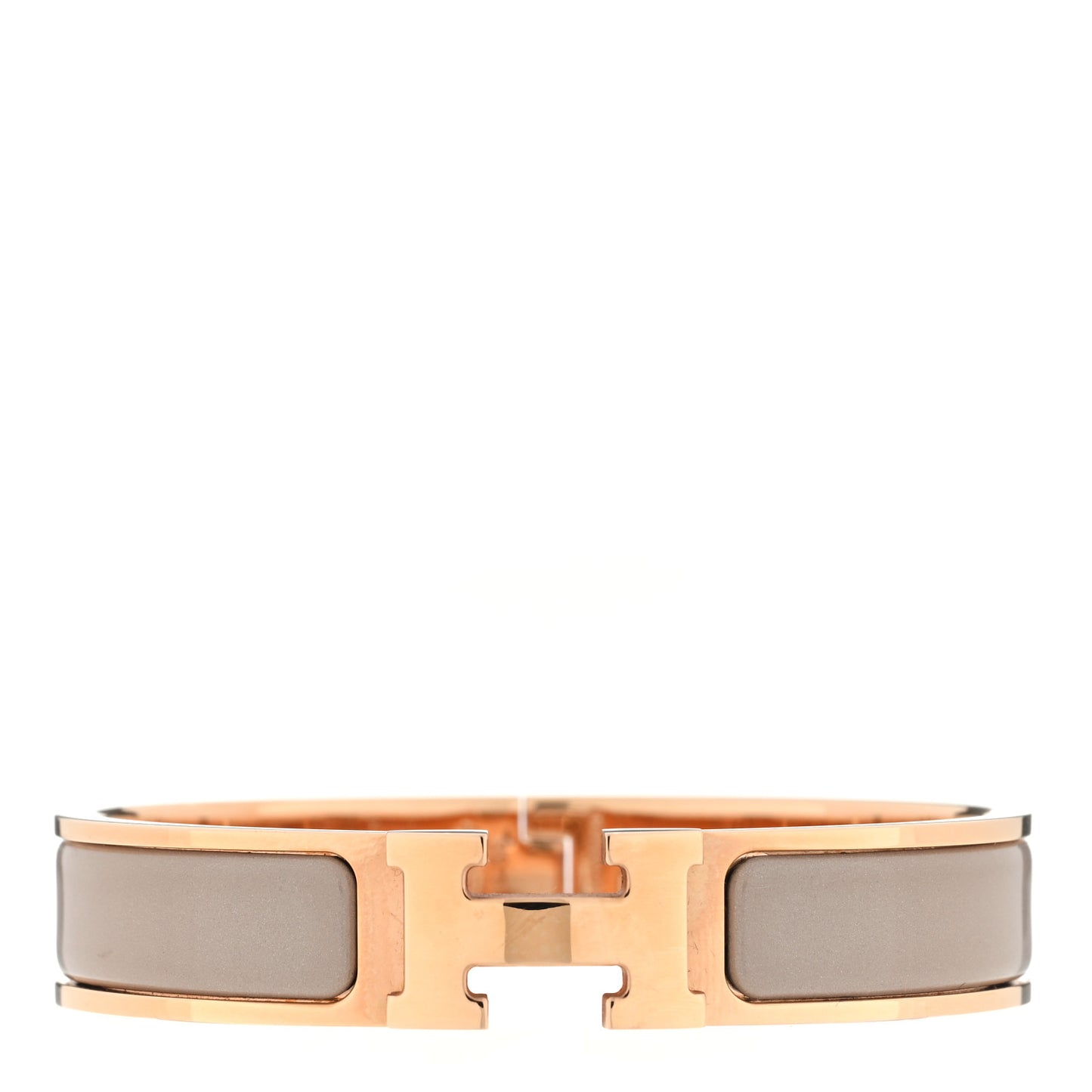 Enamel Narrow Clic Clac H Bracelet GM Marron Glace