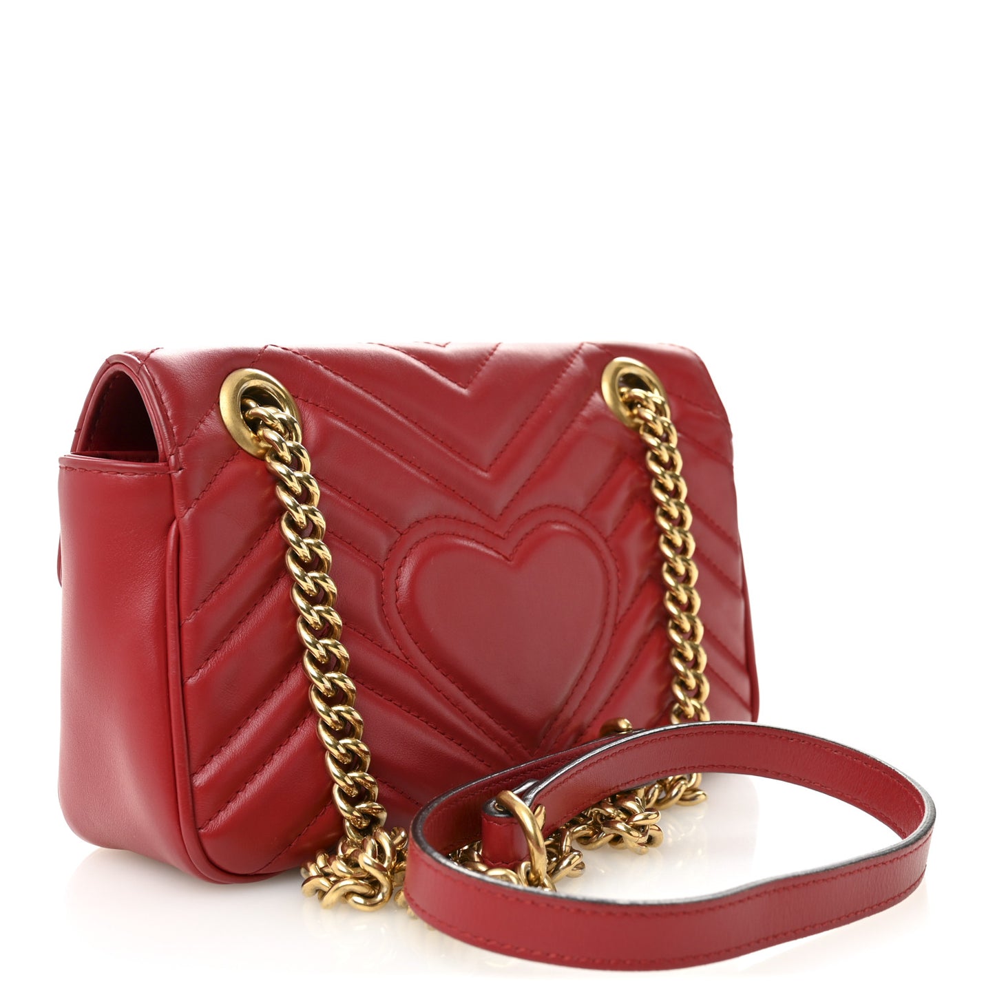 Calfskin Matelasse Mini GG Marmont Shoulder Bag Hibiscus Red