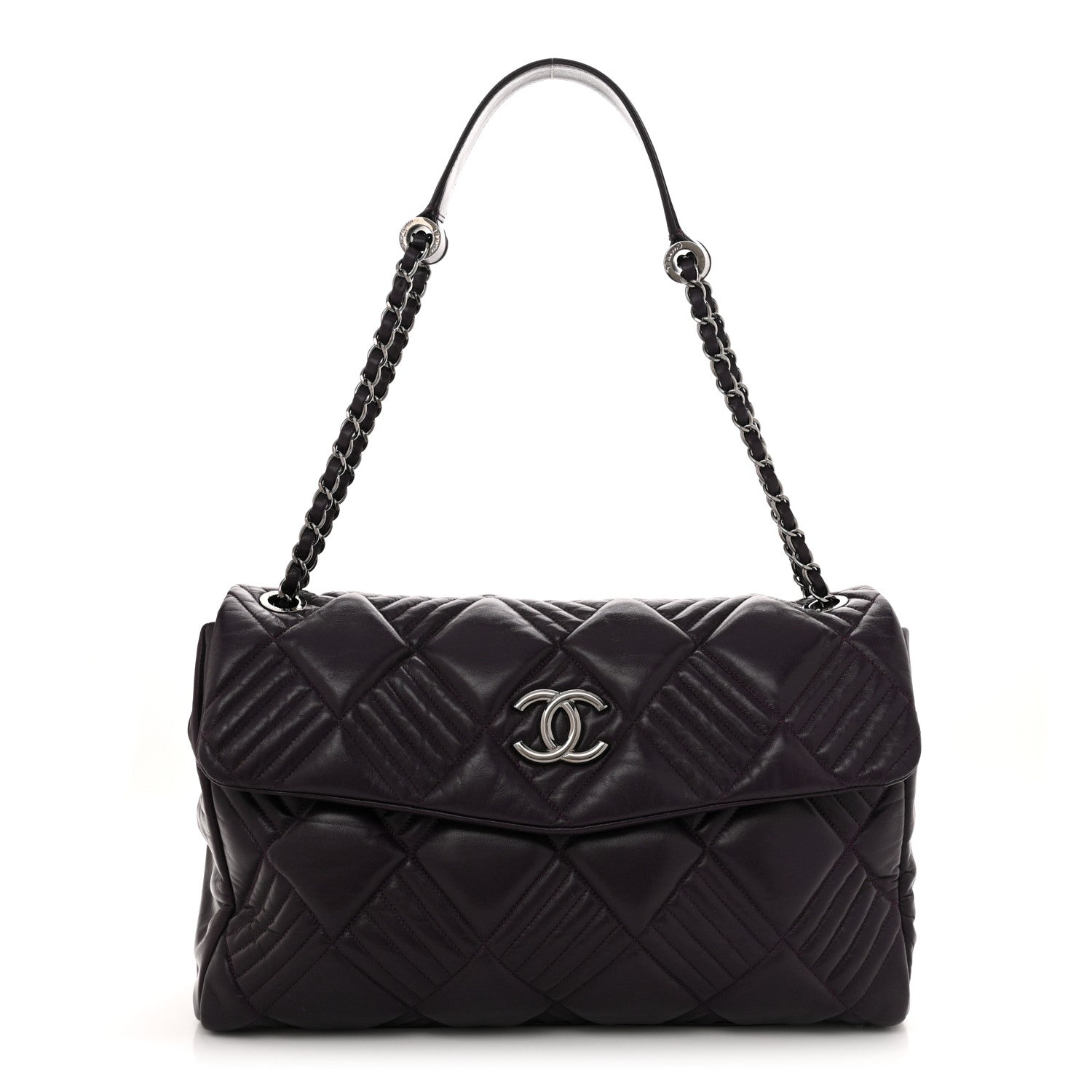 Chanel Lambskin In And Out XL Maxi Flap Dark Purple 1 of 11