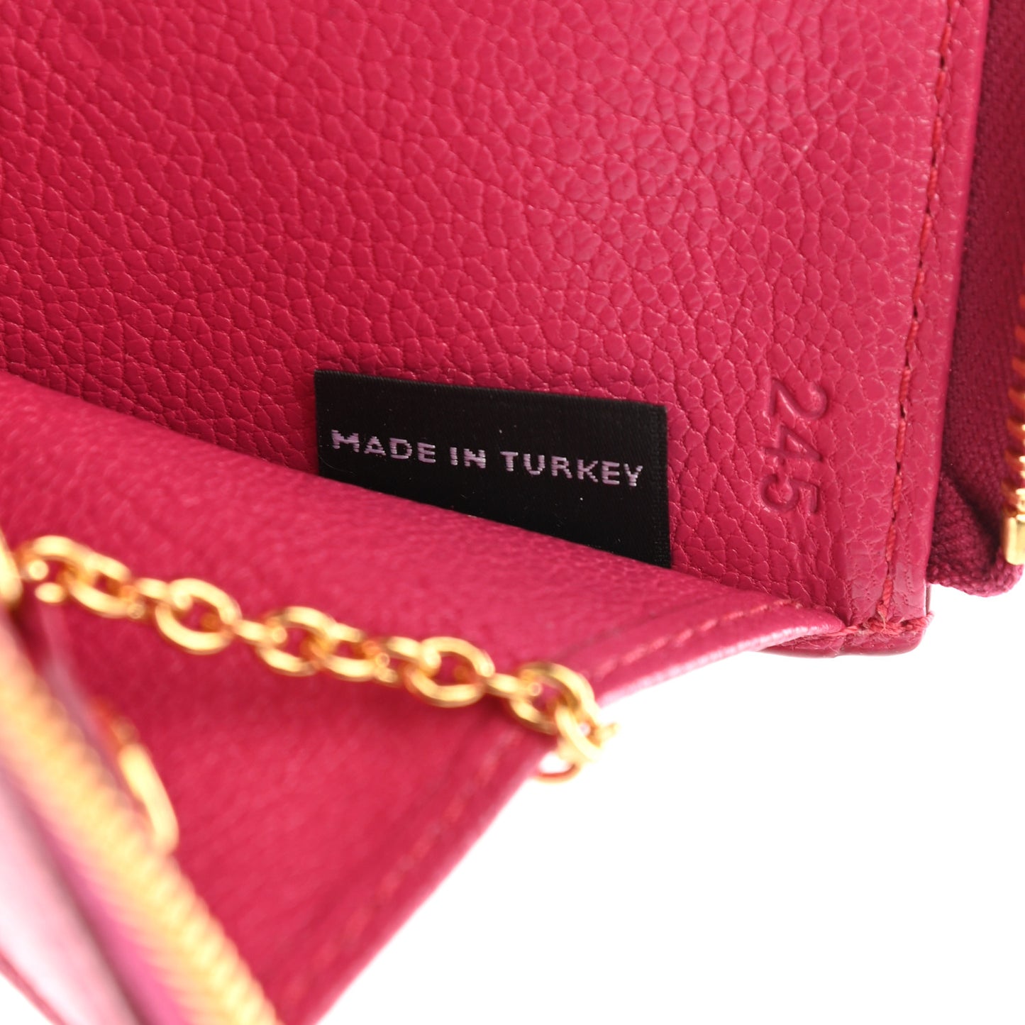 Goatskin Madras Zip Compact Wallet Pink