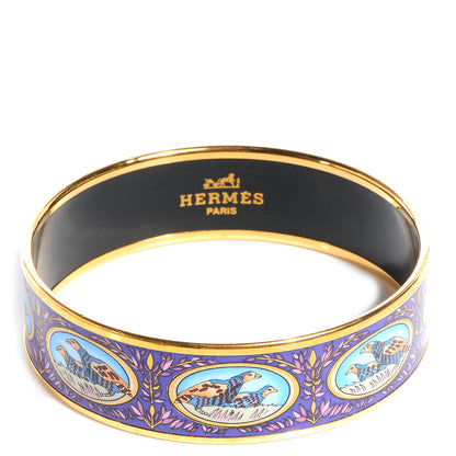Hermes Enamel Wide Pheasants Printed Bracelet 70 1 of 6