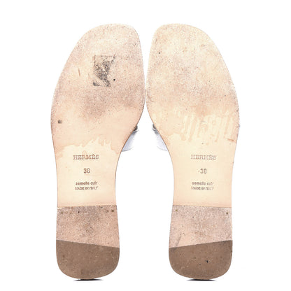 Hermes Metallic Epsom Oran Sandals 38 Gris Argente 6 of 11