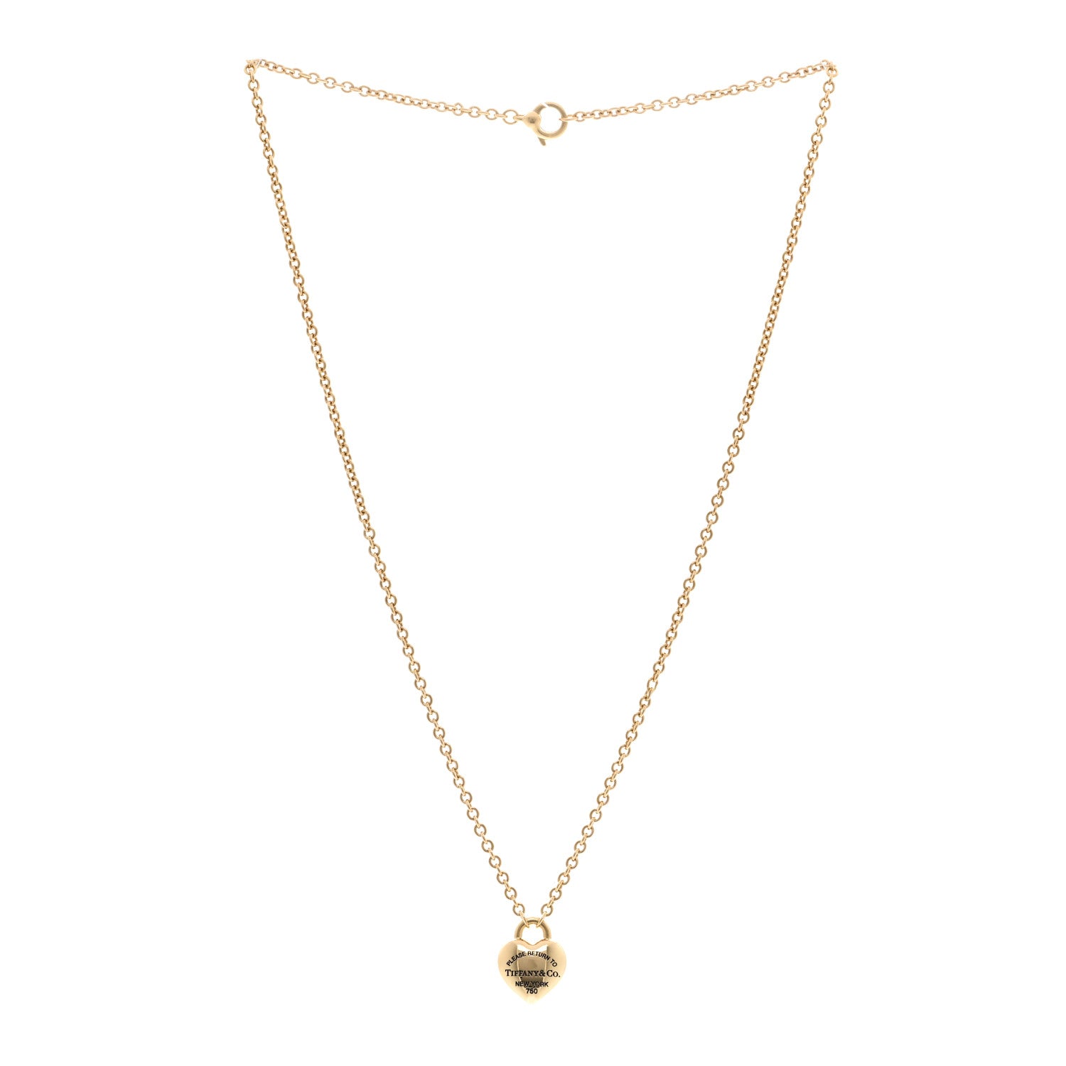 Tiffany 18K Yellow Gold Return to Tiffany Full Heart Pendant Necklace 3 of 5