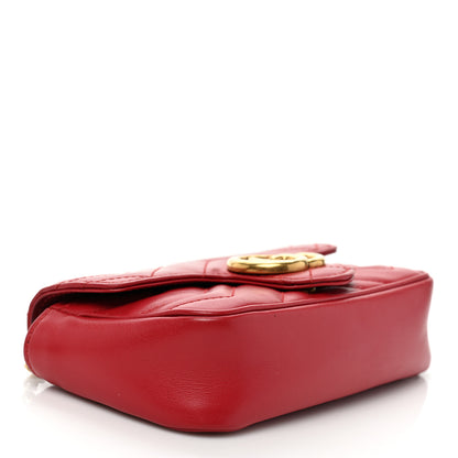 Gucci Calfskin Matelasse Super Mini GG Marmont Shoulder Bag Hibiscus Red 4 of 10