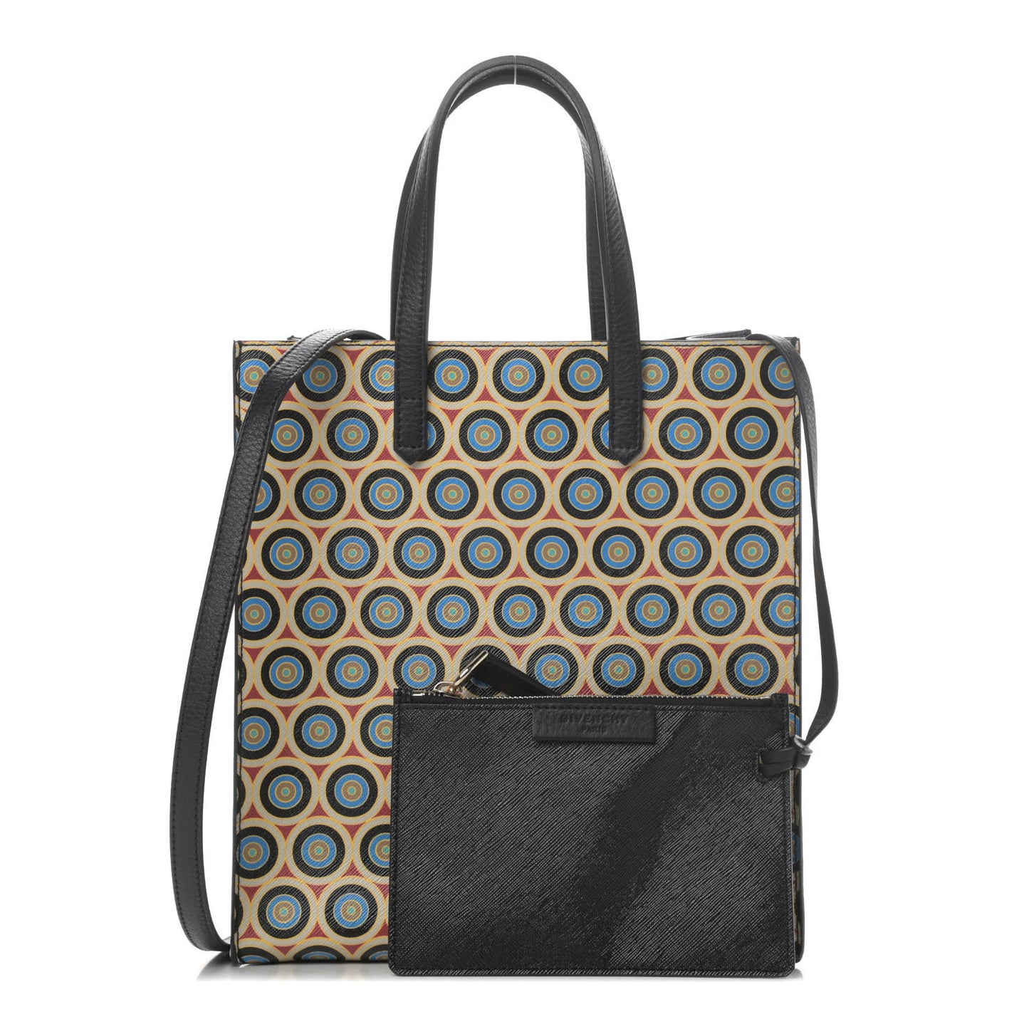 Textured Coated Canvas Egyptian Circles Print Medium Shopper Tote Multicolor