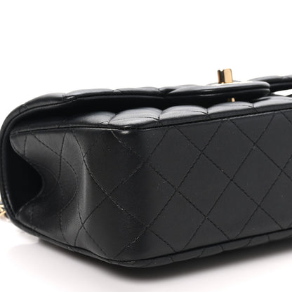 Chanel Lambskin Quilted Mini Top Handle Rectangular Flap Black 9 of 11