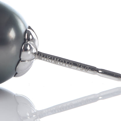 Mikimoto 18K White Gold Black South Sea Pearl 9mm Stud Earrings 4 of 4