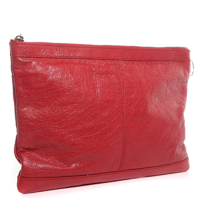 Balenciaga Agneau Classic Hardware Medium Clip Clutch Rouge Coquelicot 3 of 10