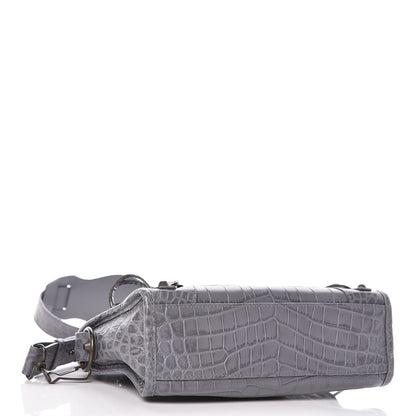 Balenciaga Calfskin Crocodile Embossed Classic Hardware Mini City Gris Beton 4 of 11