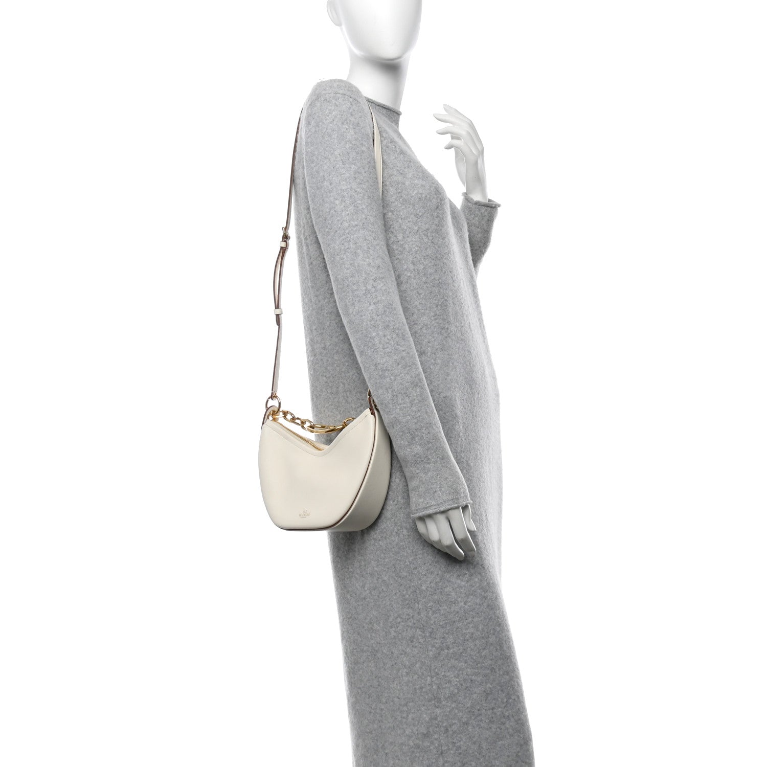 Valentino Garavani Nappa Mini Vlogo Moon Hobo Bag Ivory 2 of 10
