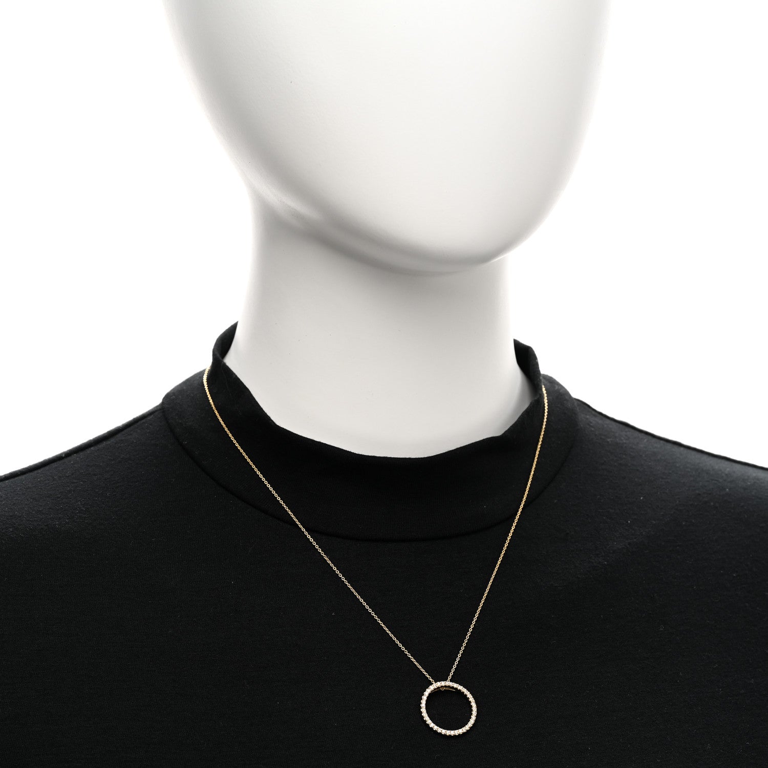 Roberto Coin 18K Yellow Gold Diamond Medium Tiny Treasures Circle Pendant Necklace 2 of 5