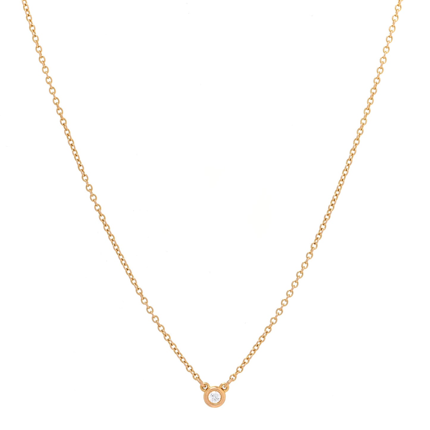 18K Rose Gold Diamond .03ct Elsa Peretti Diamonds by the Yard Pendant Necklace