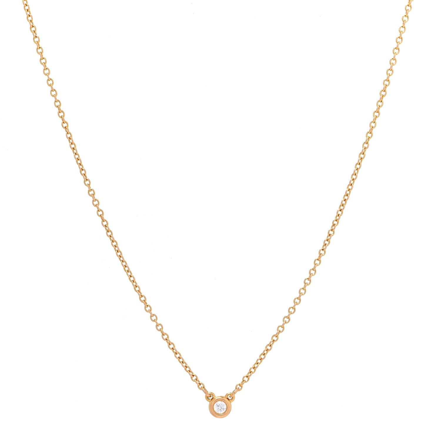 Tiffany 18K Rose Gold Diamond .03ct Elsa Peretti Diamonds by the Yard Pendant Necklace 1 of 4