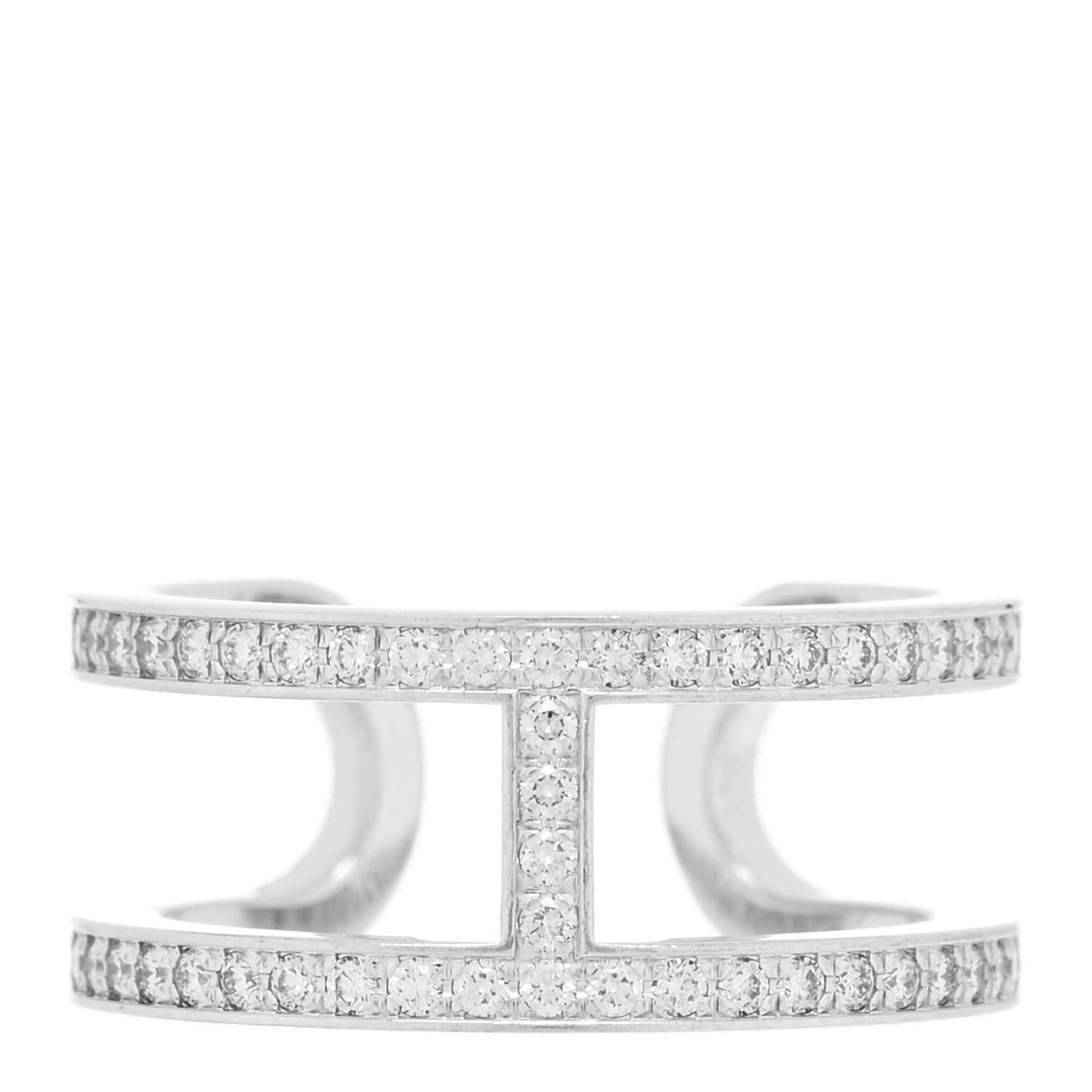 Hermes 18K White Gold Diamond MM Ever Chaine D'Ancre Ring 52 6 1 of 5