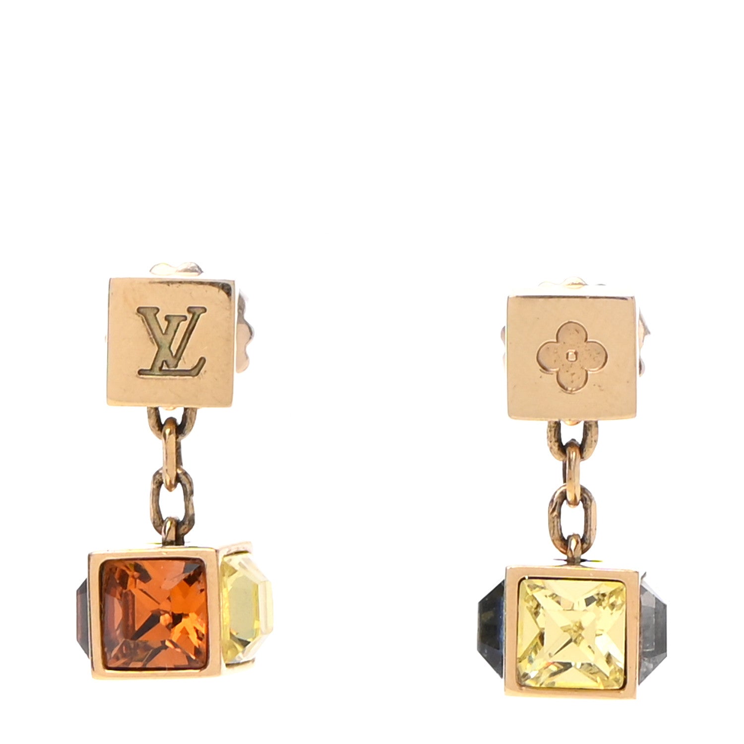 Louis Vuitton Swarovski Gamble Earrings Gold Multicolor 1 of 4