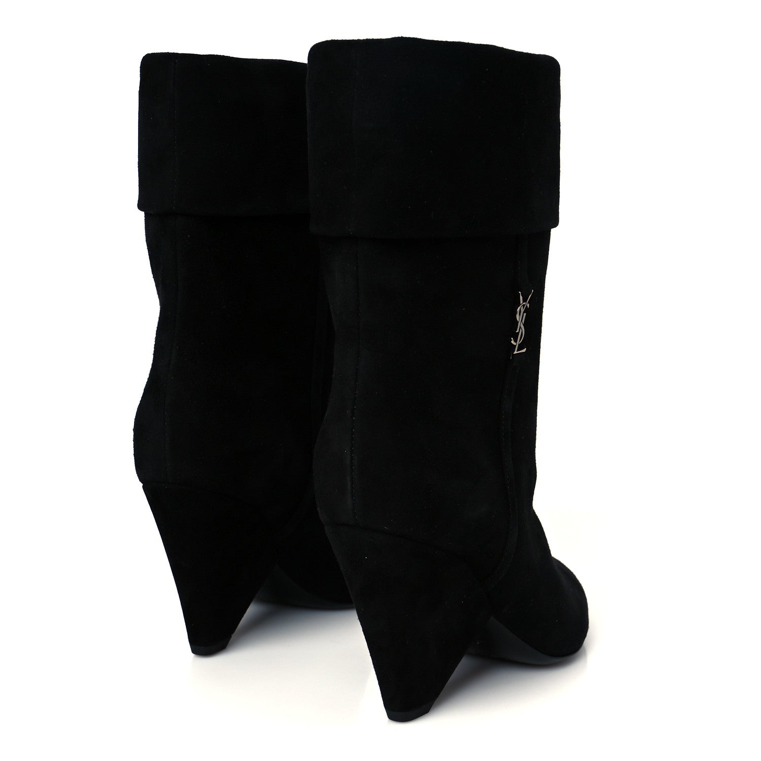 Saint Laurent Kid Scamosciato Niki 85 Wedge Booties 36 Black 5 of 10