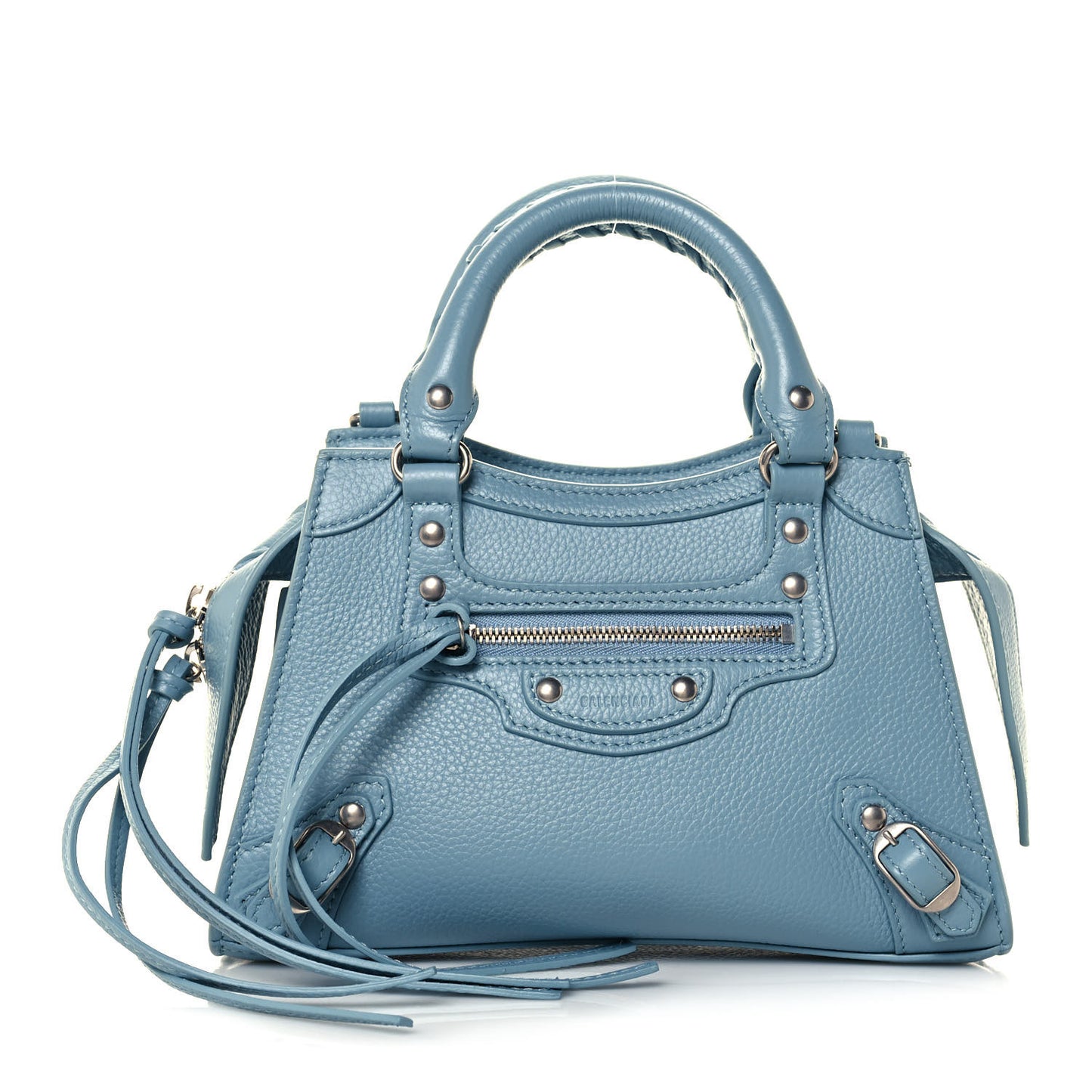 Grained Calfskin Neo Classic Silver Hardware Mini City Blue Grey