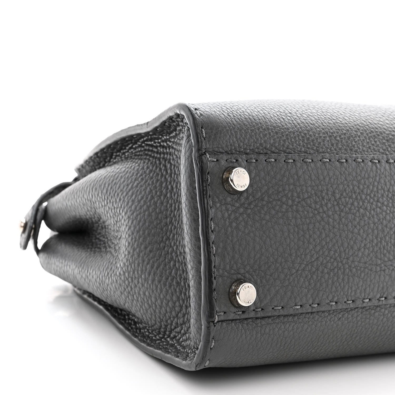 Fendi Cuoio Romano Selleria Bi-Color Medium Peekaboo Iconic Satchel Asfalto Latte 10 of 11