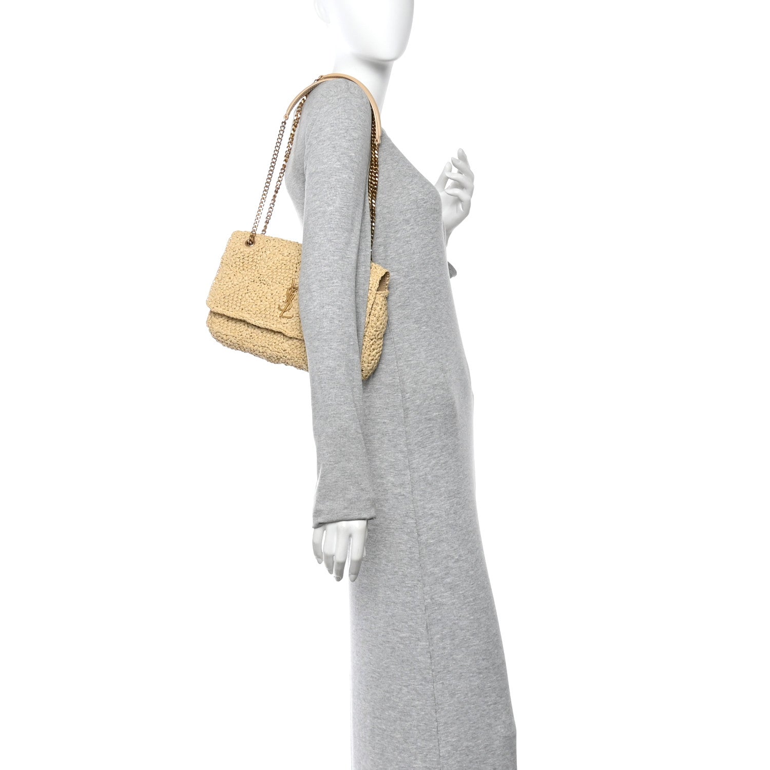 Saint Laurent Raffia Monogram Medium Jamie Natural Avorio 2 of 10