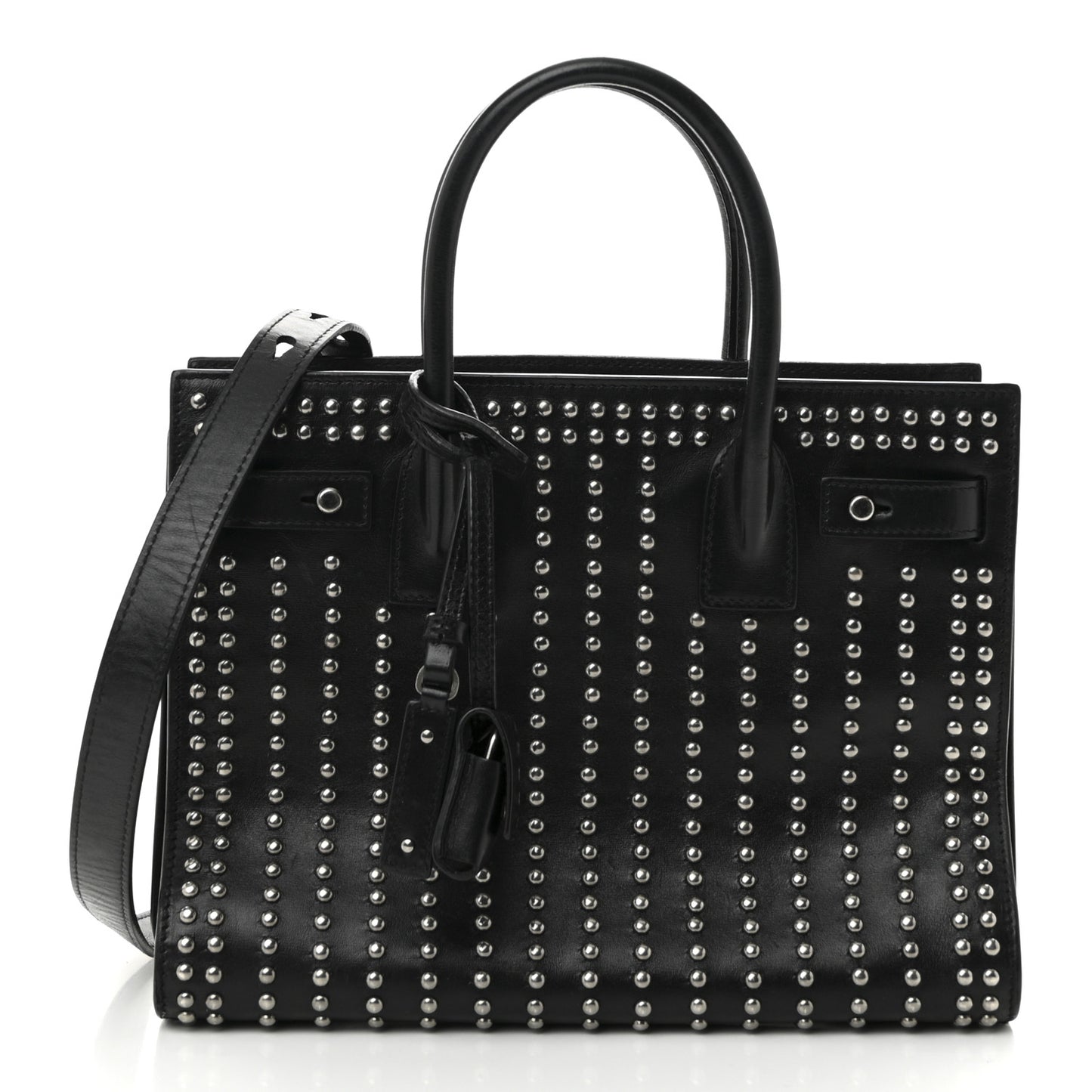 Smooth Calfskin Studded Small Sac De Jour Black
