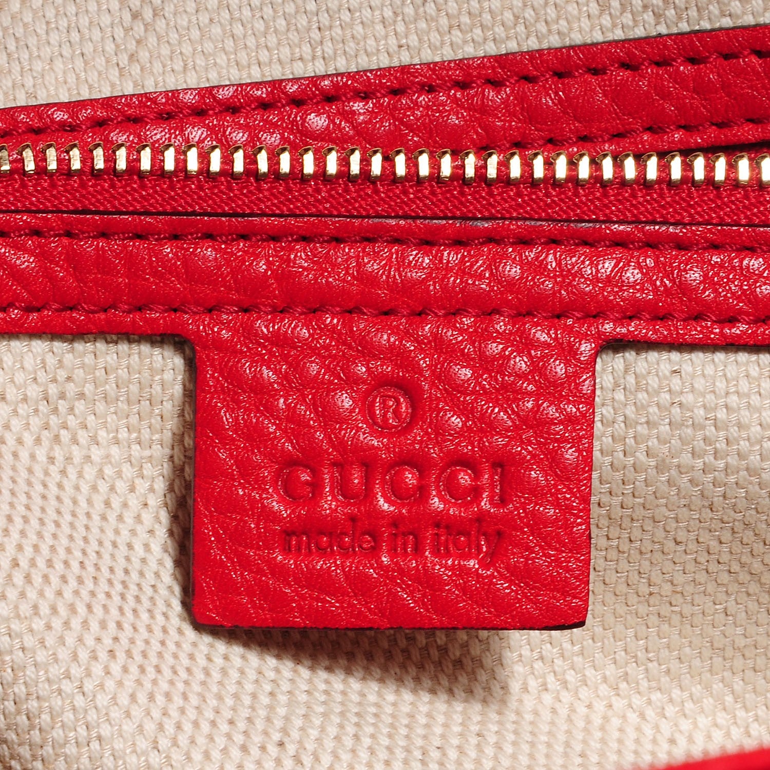 Gucci Pebbled Calfskin Medium Soho Shoulder Bag Red 5 of 9