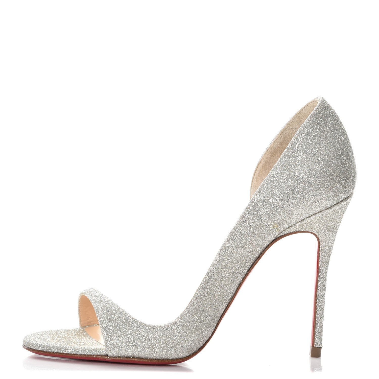 Christian Louboutin Mini Glitter Toboggan 100 Pumps 35.5 Ivory 1 of 9
