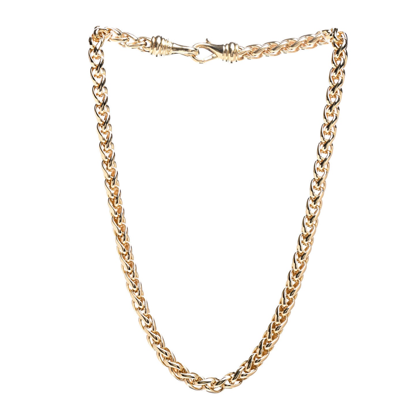 18K Yellow Gold 6mm Wheat Chain Necklace 16"