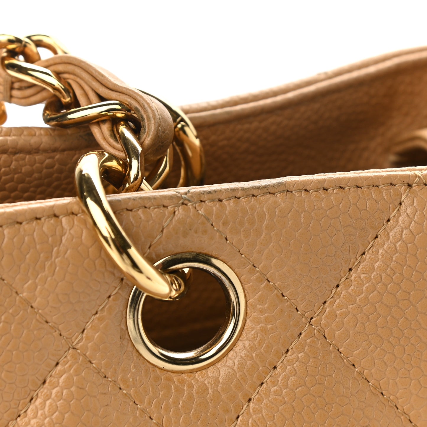 Caviar Quilted Petit Shopping Tote PST Dark Beige