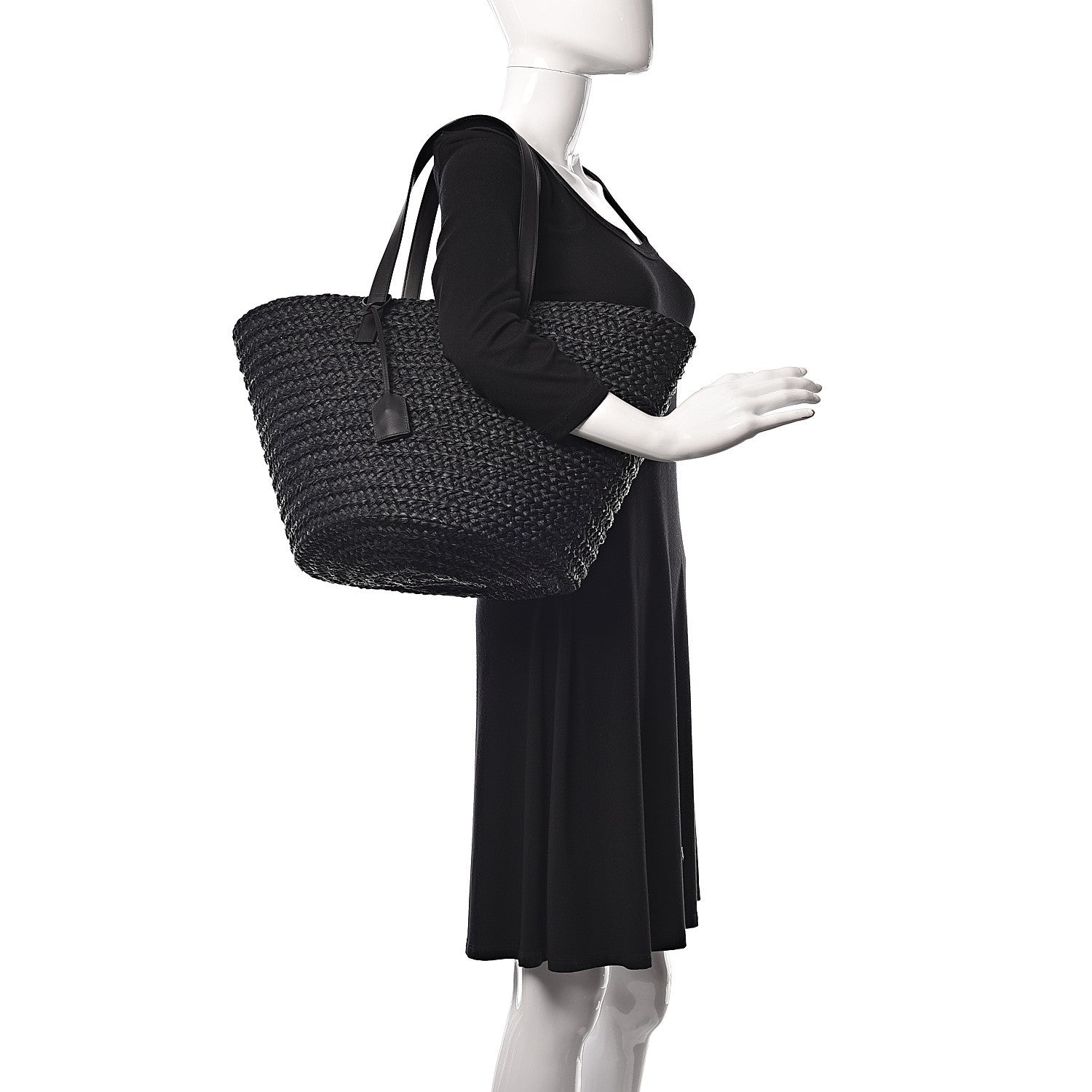 Saint Laurent Raffia Medium Panier Bag Black 2 of 9